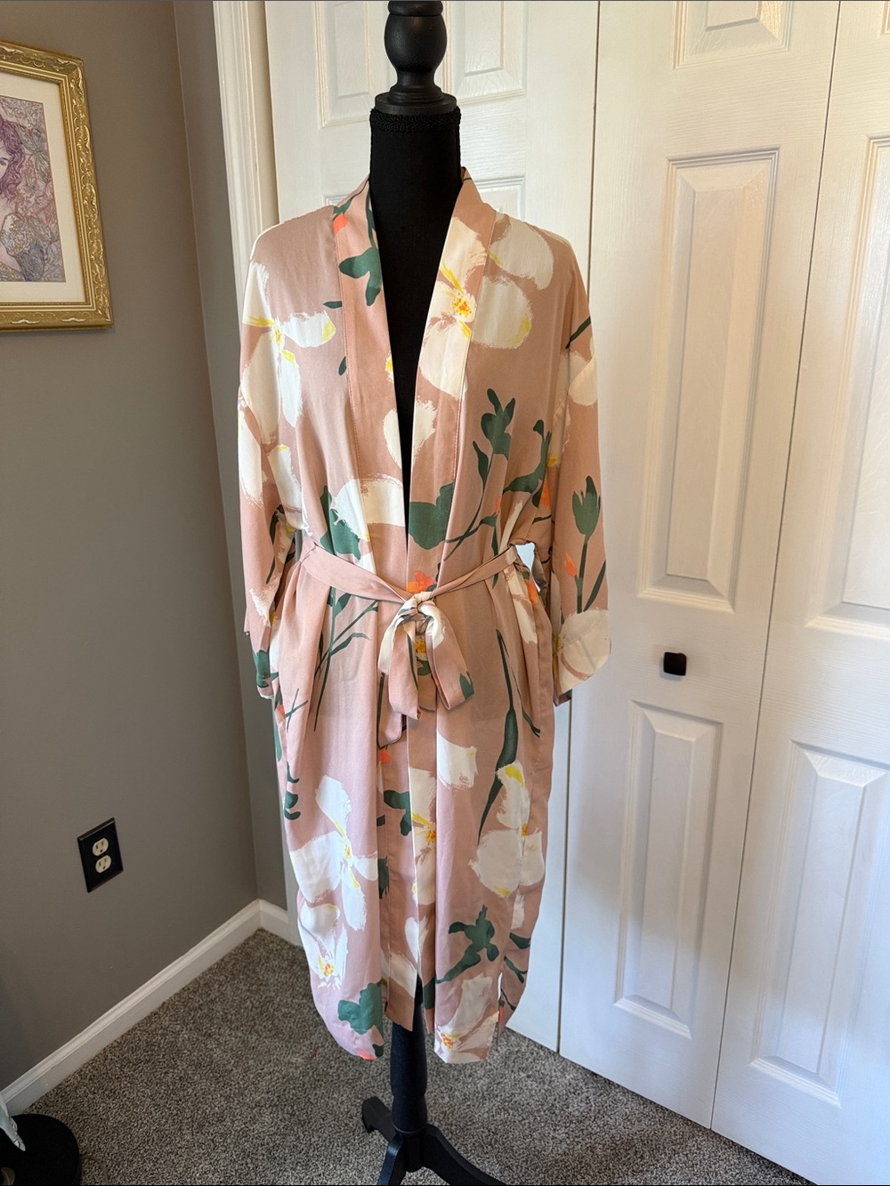 a new day Blush Floral Kimono Wrap Top with Belt